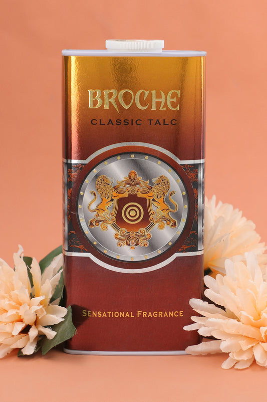 broche-classic-talcum-powder-125gm-aluminum-container-with-nice-artwork-and-flowers-in-the-background