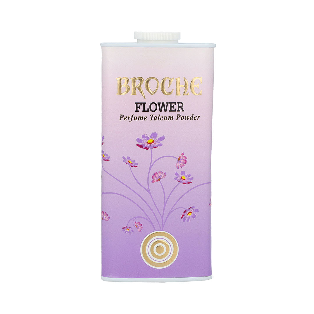 broche-flower-talcum-powder-125gm-front-side-aluminum-container-with-flowers-desgn