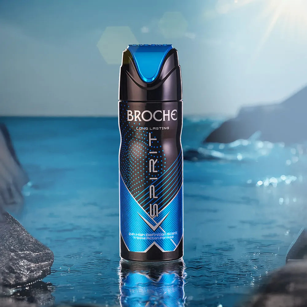 Broche Premium Body Spray Spirit in 200ml At Sea Surrounded by Sea Water And Sea Mountains